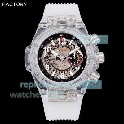 HBF Swiss Replica Big Bang Unico Chronograph Sapphire Hublot Clear Watch 